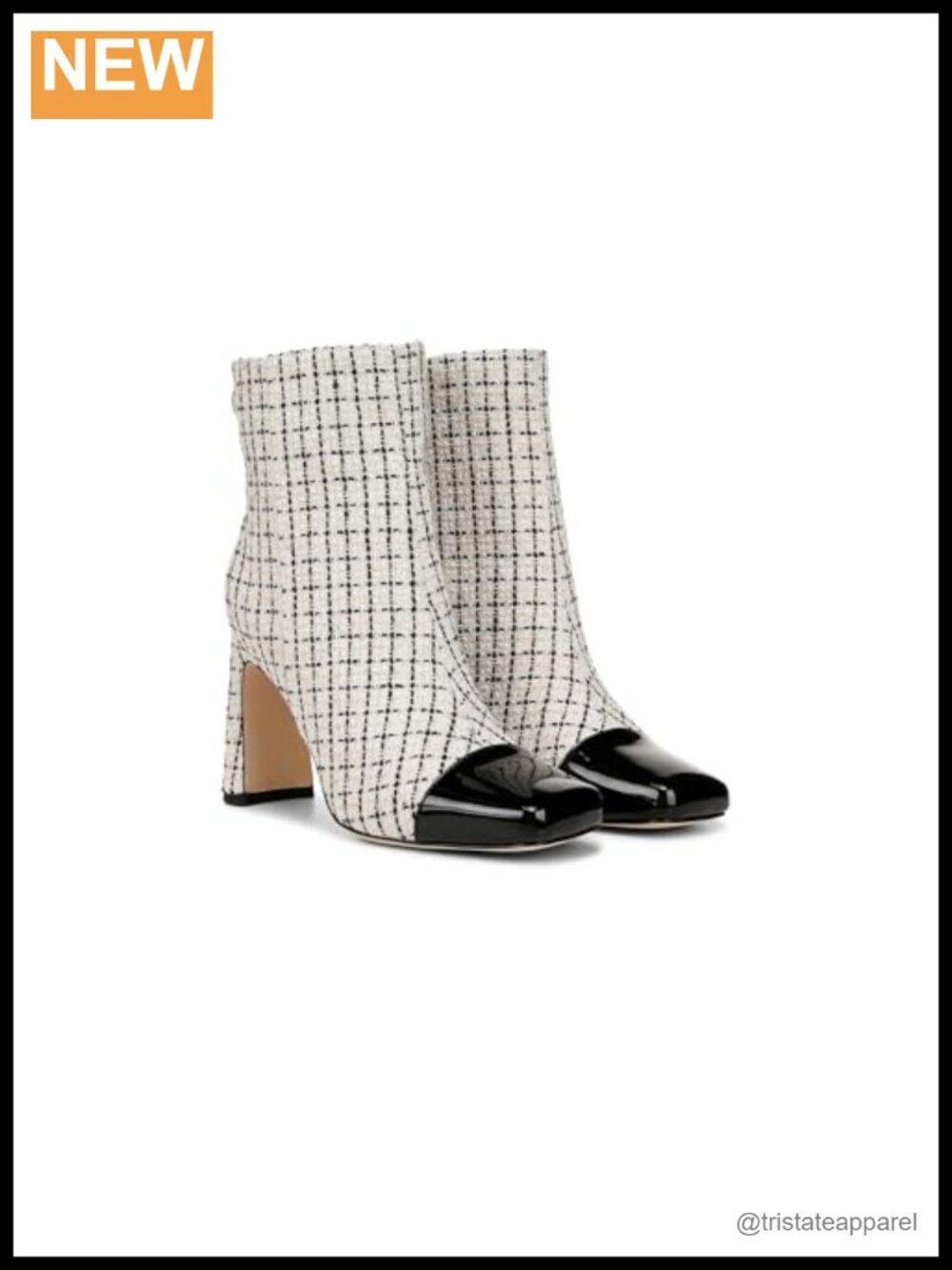 Ankle Bootie with Cutaway Heel, PU Leather Square Toe Zip